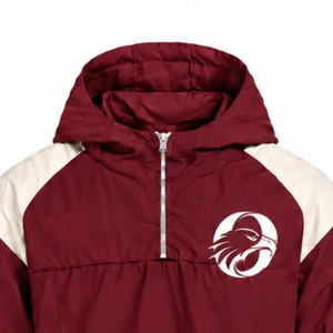 <b>Mens</b> <b>Burgundy</b> Neutral Color Block Hooded Jacket Lightweight Quarter Zip Windbreaker Pullover Casual Outdoor Activewear - Product Image 3