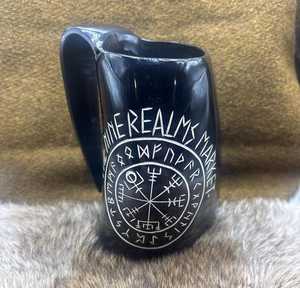 แก้วน้ำทำมือจากเขาสัตว์ลายเรียบ ขนาด 500-700 มล. ใช้ซ้ำได้ ป้องกันการรั่วซึม ใช้กับเครื่องล้างจานและไมโครเวฟได้ เหมาะเป็นของขวัญ - Product Image 1