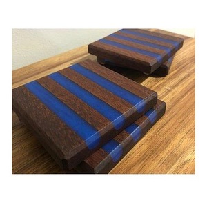 Solid Walnut Epoxy Resin <b>Coasters</b> for Tea and Coffee Modern Walnut Wood Epoxy <b>Coaster</b> <b>Set</b> for Kitchen & Living Room - Product Image 1