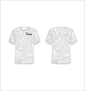 เสื้อยืดแขนสั้นแบบสั่งทำพิเศษ น้ำหนักเบา เหมาะสำหรับออกกำลังกาย พิมพ์ลายเส้นแผนที่ภูมิประเทศแบบนามธรรมสีขาวดำ - Product Image 1
