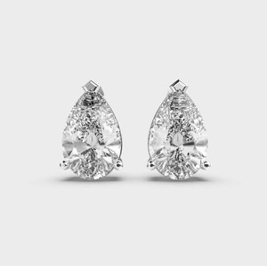 IGI Certified Lab Grown Pear Cut Diamond Stud Earrings 9K Yellow / White / Rose Gold Solitaire Pear Diamond Earrings - Product Image 4