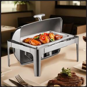 Juego de Recipientes para Buffet Rectangulares de Acero Inoxidable de 9 Qt con Tapa Enrollable, Calidad de Restaurante, al Mejor Precio - Product Image 6