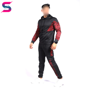 Meilleures ventes, nouvelle collection, qualité supérieure, avec logo personnalisé, couleur contrastée noir et rouge, nouvelle tendance, survêtements légers en polyester et coton - Product Image 2