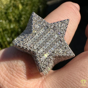 Luxury Star Shape Moissanite Diamond Ring 925 Sterling Silver Iced Out Hip Hop Ring For Men - Product Image 3
