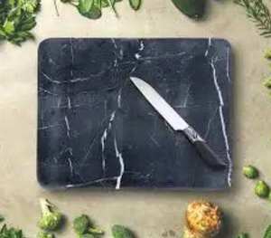 Marble Cutting Board Round Gray White Stone Brass line Design Chopping <b>Blocks</b> Charcuterie Board Kitchen - Product Image 4