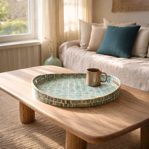 ถาดเสิร์ฟรูปไข่ฝังมุกสมัยใหม่สำหรับตกแต่งโต๊ะกาแฟจากเวียดนาม ขายส่ง - Product Image 3