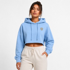 Sudadera Corta de Felpa Francesa Ligera para Mujer, con Cordón Ajustable y Tejido Transpirable - Product Image 1
