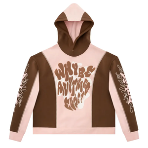 Sudadera con Capucha para Hombre, Color Rosa Marrón, con Estampado de Letras, Estilo Urbano - Product Image 1