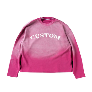 T-shirt à manches longues en coton gaufré 300 g/m², col rond, coupe oversize, pour homme, design personnalisé, effet vieilli - Product Image 5