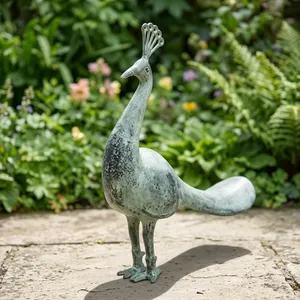 Bronze <b>Peacock</b> Sculpture Handmade Animal Figurine Contemporary Design Tabletop Decor Living Room <b>Ornament</b> - Product Image 2