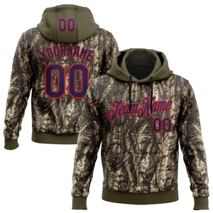 Sudadera con Capucha OMMIZ INDUSTRY al por Mayor, Personalizada, con Diseño 3D de Árbol en Camuflaje Verde Oliva y Rojo Fuego, para Caza y Deportes - Product Image 1