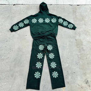 OEM Custom Street Wear Vintage Heavy Weight Cotton Tracksuits <b>Sets</b> Custom Embroidery Acid Washed Hoodie and <b>Sweatpants</b> <b>Set</b> Men - Product Image 1