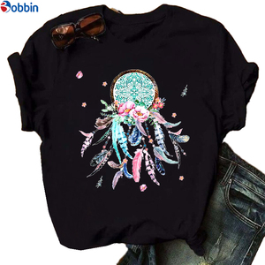 Camiseta Unisex con Diseño Impreso, Transpirable, Estilo Dulce y Encantador, Tallas Grandes, Camisetas Económicas para Damas, Decoración con Patrones de Plumas - Product Image 3