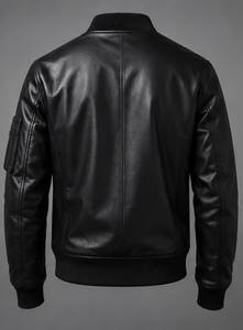 Men's Black PU Leather Moto <b>Jacket</b> Slim Fit Turn-down Collar Zipper Closure Regular Sleeve Autumn Style - Product Image 4