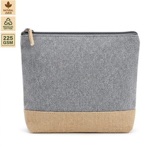 Recycled Cotton <b>Toiletry</b> <b>Bag</b> Natural Juco Base Zipper Cosmetic Makeup Pouch Custom Logo Wholesale OEM ODM Private Label Supplier - Product Image 1