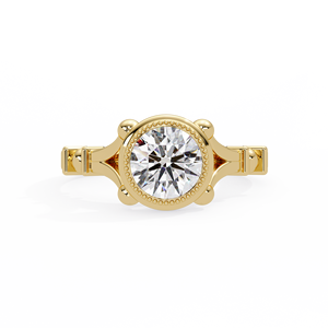 แหวนเพชรเม็ดเดี่ยวทรงวินเทจลายมิลเกรน ทองคำขาว 14K เพชรทรงกลมเพาะเลี้ยงในห้องปฏิบัติการ รับรองโดย IGI แหวนหมั้นแบบขาแหวนแยกชิ้นฝังเพชรแบบเบเซล - Product Image 4