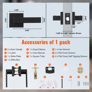 Maniglia per Porta Passante Nera Opaca, 1 Pezzo, Reversibile con Rotazione a 45 Gradi, per Utenti Mancinoli e Destrorientati, Senza Blocco - Product Image 2