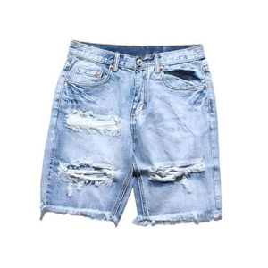 กางเกงยีนส์ขาสั้นผู้ชายสไตล์สตรีทสุดเทรนด์ซัมเมอร์ 2025 ระบายอากาศได้ดี ฟอกสีสไตล์วินเทจ ประดับคริสตัลทั่วตัว ลุคสบายๆ - Product Image 1