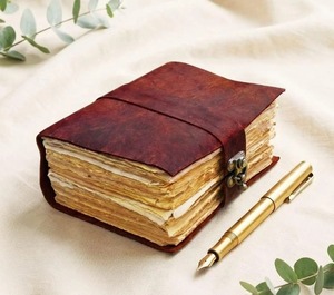 Rustic Leather Journal 400 Pages Sewing Binding Side <b>Lock</b> Soft Cover Gift - Product Image 1