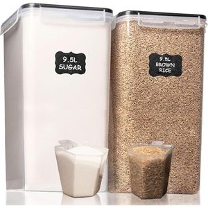 Extra Large Bulk Food Storage <b>Containers</b> 2-Pack 9.5L (321 Oz) with Airtight Lids for <b>Flour</b> - Product Image 1