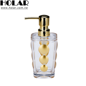 [Holar] Taiwan-made Premium Luxury Hotel Collection 300ml Shatterproof Gold Dots Acrylic Soap <b>Dispensers</b> with <b>Pump</b> - Product Image 1