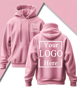 Custom Logo Hoodie Pink 100% Cotton French Terry Regular Fit Unisex Casual Autumn Wear Heat Transfer Printed - Product Image 1