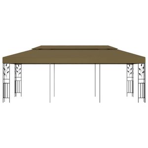 Grande Gazebo Decorativo con Intarsi in Acciaio Verniciato a Polvere Color Tortora, Tettoia e Pergola - Product Image 2