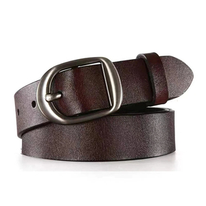 White Genuine <b>Cow</b> Hide Leather Belt With Alloy Rectangular Pin Buckle Casual Style - Product Image 5