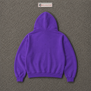 เสื้อฮู้ดซิปเต็มสีม่วงสำหรับผู้ชาย พรีเมียม โอเวอร์ไซส์ สตรีทแวร์ ลายจุดเล็กๆ ผ้าฟลีซ เสื้อแจ็คเก็ตมีฮู้ดลำลอง แฟชั่นฤดูหนาว เสื้อสเวตเชิ้ต - Product Image 6