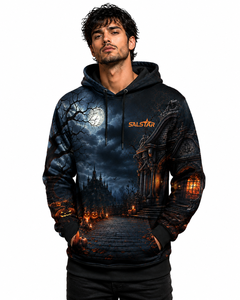 Sudadera con Capucha Gótica de Alta Calidad, Manga Larga, Diseño con Paneles, Antiencogimiento, Teñido Liso, Impresión Digital, Bloques de Color - Product Image 1