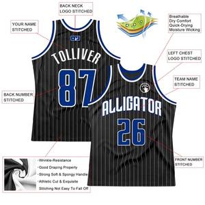Camiseta de Baloncesto Personalizada Negra con Rayas Blancas, Auténtica, Impresión Digital Premium, Malla de Poliéster/Algodón, Cuello Redondo, Deportes Universitarios - Product Image 2