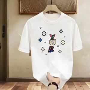 Camiseta de algodón grueso estampada para hombre 2026, estilo americano, manga corta, corte holgado, cuello redondo, informal de verano, versátil. - Product Image 2