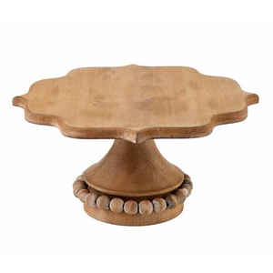 Decorative Patterned Wood Dessert Pedestal Decorative Engraved Border Round Wooden Cake <b>Riser</b> Countertop Display Holder - Product Image 5