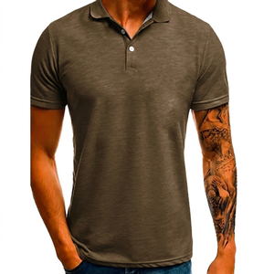 Camisa Polo de Manga Corta para Hombre, Color Sólido, Algodón Tejido, Transpirable, Diseño Casual con Botones, Corte Regular - Product Image 4