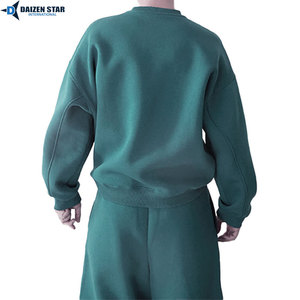 Survêtement pour homme, bleu uni, polyester, coupe ajustée, col à capuche, poches latérales, taille élastique, respirant, en molleton - Product Image 5