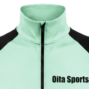 Women Quarter Zip Athletic <b>Top</b> <b>Mint</b> <b>Green</b> Long Sleeve Fitted Sports Training Shirt High Collar Thumbhole Performance Activewear - Product Image 3