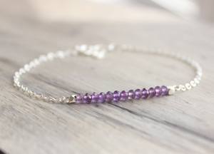 Sterling Silver Amethyst Bracelet February Birthstone Jewelry Minimalist Women Bracelet Wholesale Supplier - Product Image 6