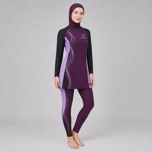 Nouvel ensemble de maillot de bain musulman pour femme, entièrement couvrant, avec hijab, imprimé lettres, respirant et séchage rapide - Product Image 6