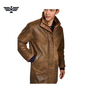 EMPIRE TREND WEARS <b>Men's</b> Long PU Leather Motorcycle <b>Jacket</b> Windproof Winter Workwear Style Stand Collar Sherpa Lining Zipper <b>Fur</b> - Product Image 6