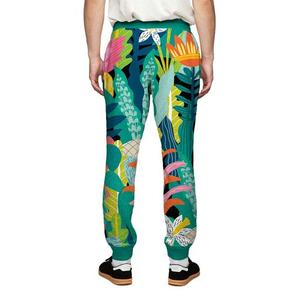 Pantalon de survêtement noir pour homme, imprimé par sublimation, motif flamme, taille élastique avec cordon de serrage, joggers décontractés en polyester mi-lourd - Product Image 3