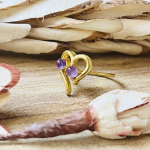 2026 Fashionable Dainty Heart <b>Ring</b> Amethyst 18k Gold Plated <b>Ring</b> <b>Statement</b> Brass <b>Ring</b> Modern Romantic Wholesale <b>Ring</b> For Women - Product Image 5