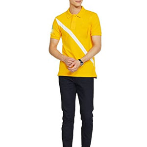 Camiseta Deportiva para Hombre, Color Amarillo Mostaza Premium con Rayas Diagonales Blancas |   Ropa Deportiva Urbana Transpirable de Secado Rápido para Gimnasio y Negocios - Product Image 3
