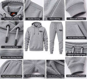 Conjunto Deportivo Informal de Punto para Hombre, Sudadera con Capucha Gris, Pantalones Deportivos con Bolsillos, Ropa Deportiva de Invierno, Modelo A16 - Product Image 5