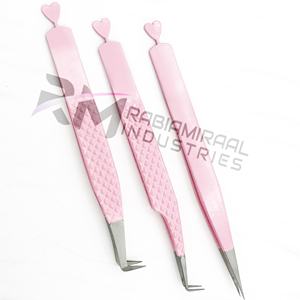 Pinzas para Pestañas de Acero Inoxidable Color Plata/Rosa, Juego de 3 Piezas, Espejo, Extensiones de Pestañas Clásicas de Volumen, Logotipo Personalizado, Duraderas y Precisas - Product Image 4