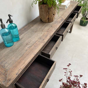 Mesa Consola Estrecha Antigua de Madera Maciza para Entrada o Pasillo, Mueble Rústico Vintage para Decoración de Sala de Estar Estilo Granja - Product Image 2