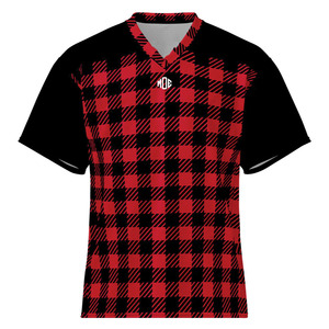 Venta al por Mayor de Camisetas de Fútbol Americano Personalizadas por Sublimación, Diseño a Cuadros Rojo y Negro, Uniformes Unisex para Equipos, Fabricación de Ropa al por Mayor OEM - Product Image 6