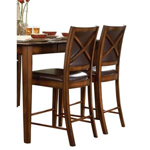 Moderno stile tradizionale Set di 2 sedie da pranzo altezza bancone con finitura ambra mobili da cucina in legno per uso domestico - Product Image 2