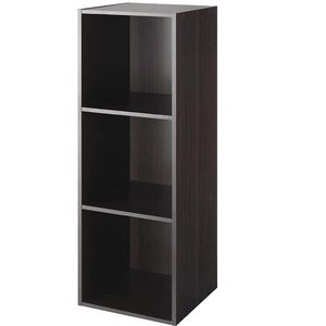 <b>Dark</b> Brown 3-Tier <b>Wood</b> <b>Bookshelf</b> with Open Shelf 3-Cubes Storage Bookcase Organizer - Product Image 1