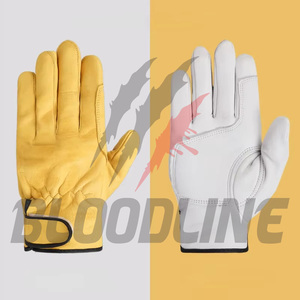 Yellow Leather Safety <b>Gloves</b> Wrist Length Breathable Unlined For Outdoor Use - Product Image 6