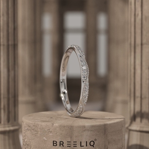 Diamond Band Ring for Women Elegant Milgrain Wave Design <b>Bridal</b> Wedding Anniversary Band Luxury Stackable Jewelry - Product Image 1